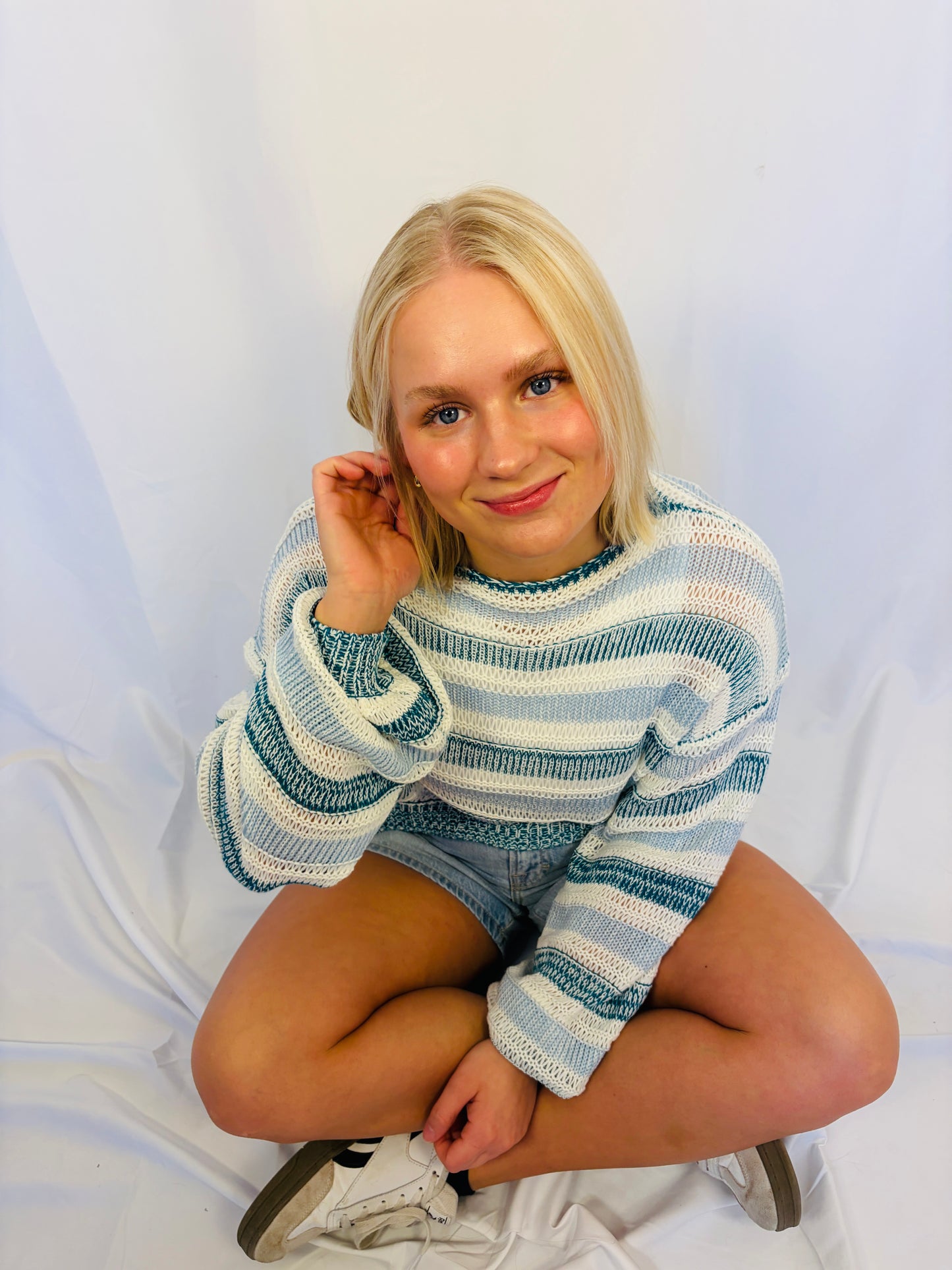 Contrast Stripe Lightweight Knit Sweater