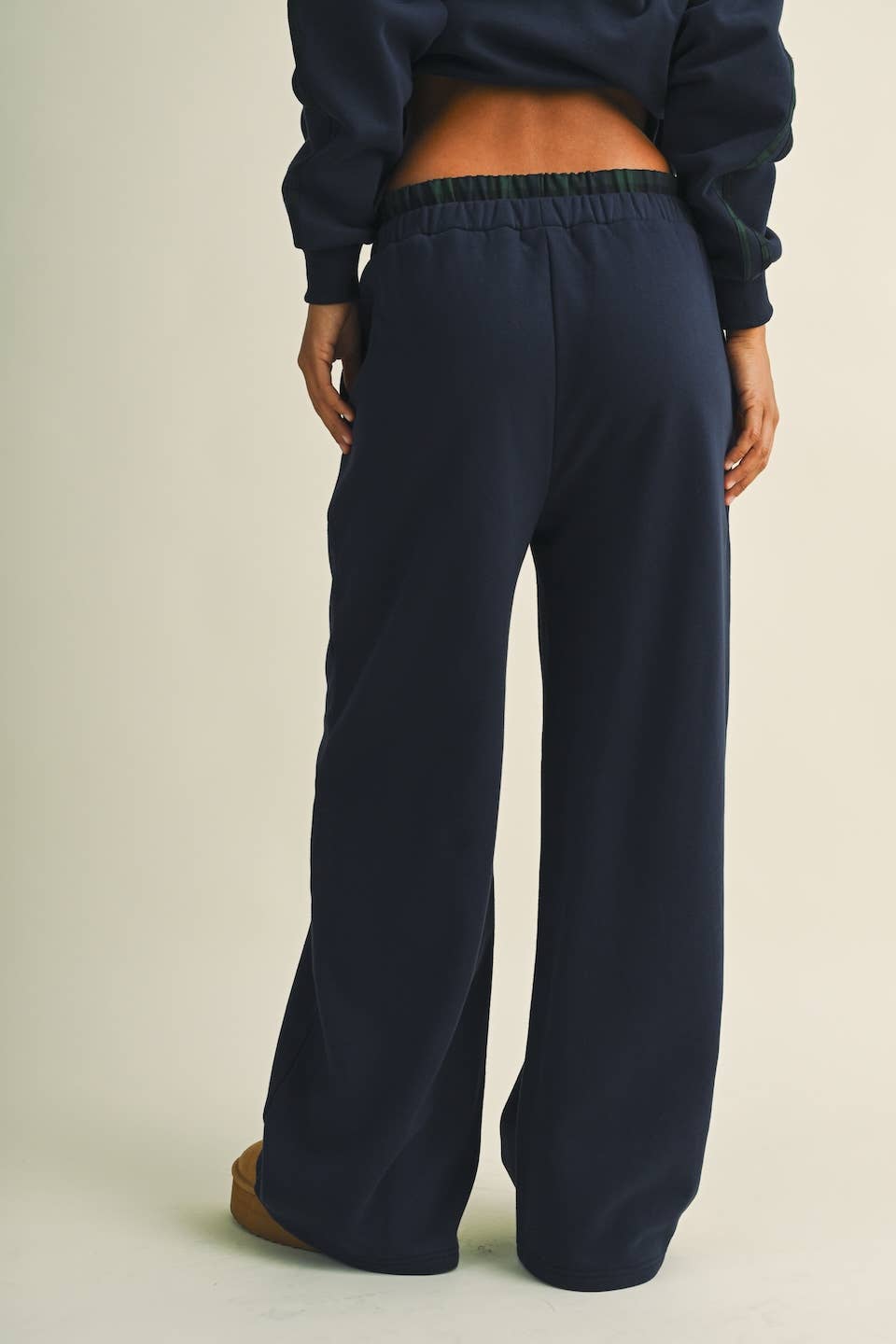 Plaid Double Layered Wide Leg Sweatpants