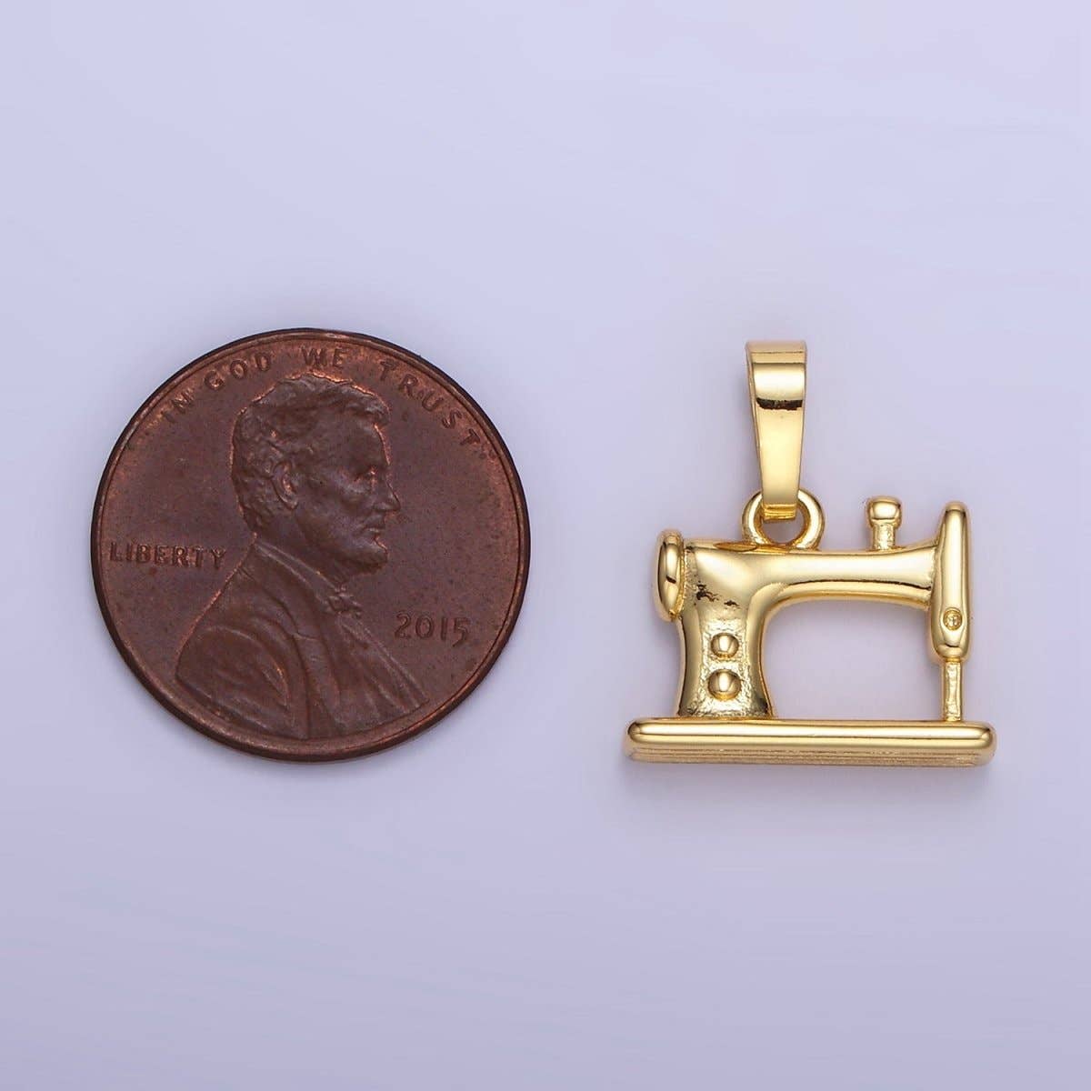 24K Gold Filled Sewing Machine Minimalist Appliance Pendant | AA1347