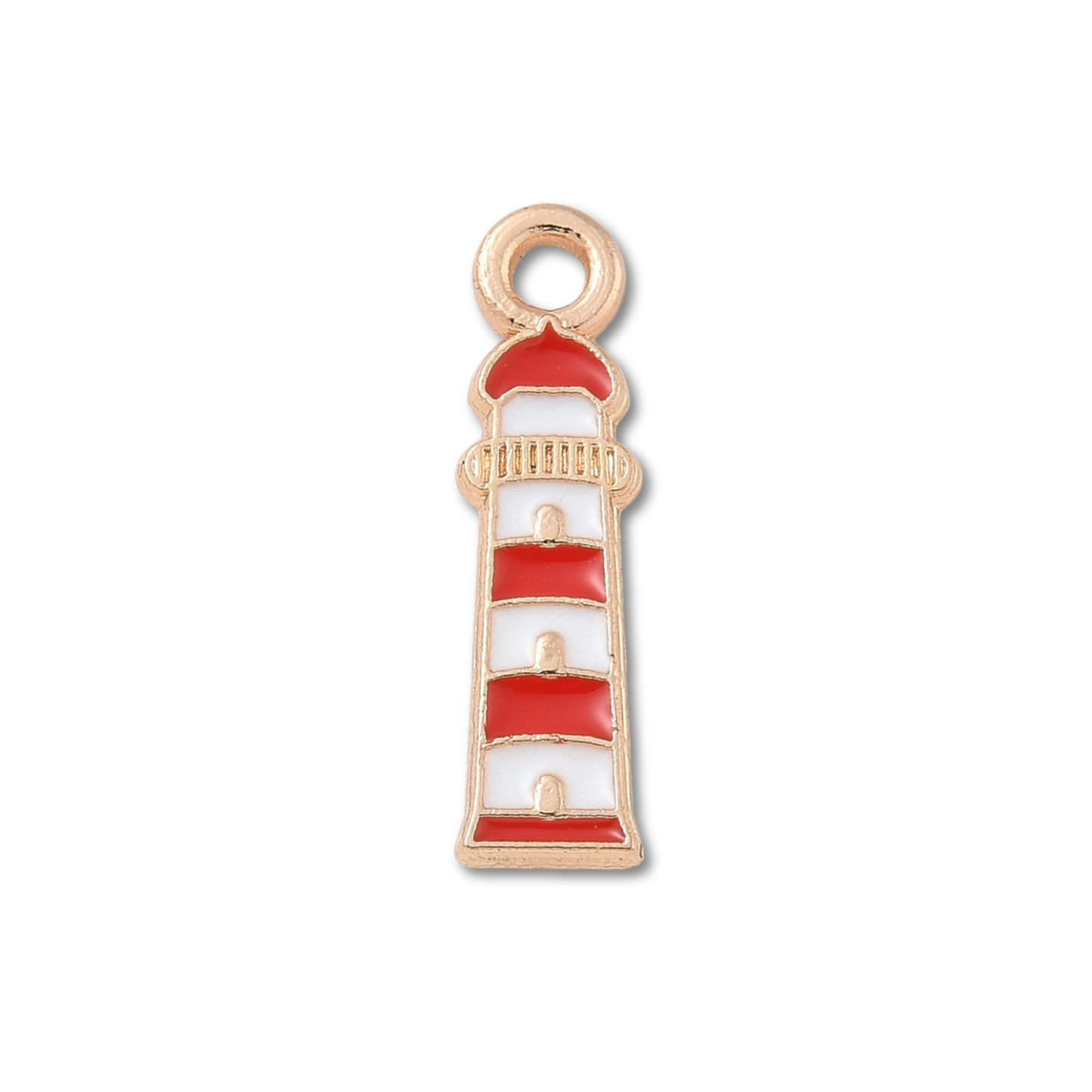 Lighthouse Gold Red Charm
