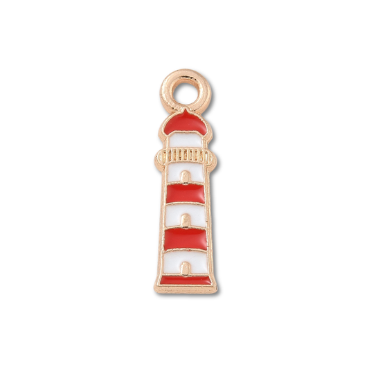 Lighthouse Gold Red Charm