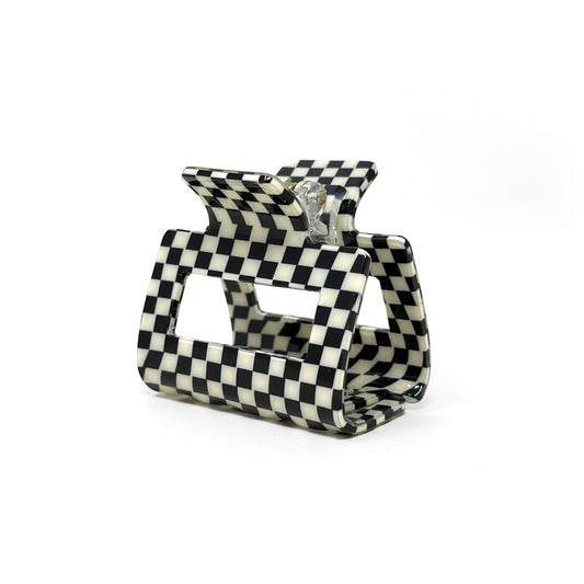 Black Checkered Hair Claw Clip – Classic & Trendy