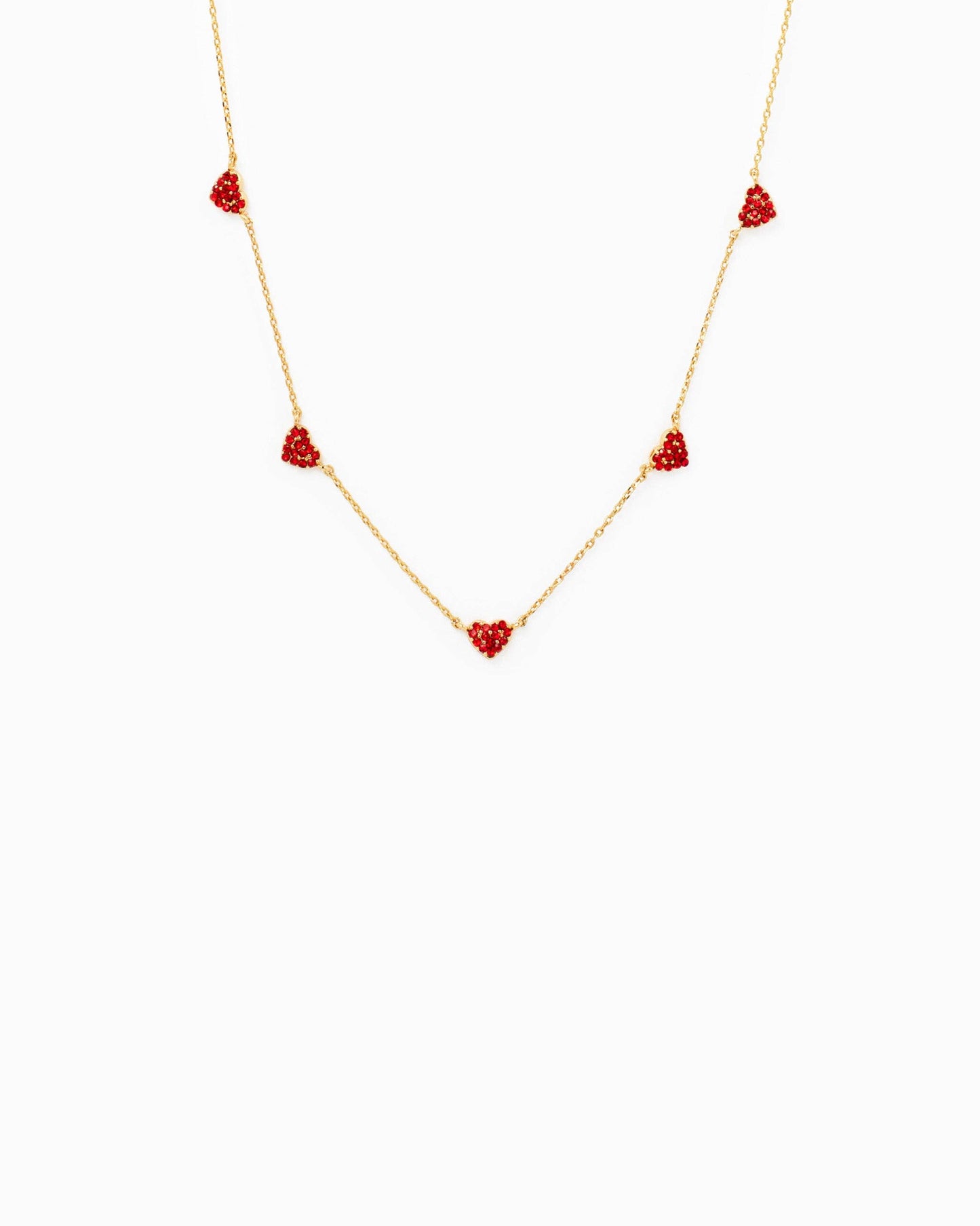 CZ Pave Heart Station Valentine Necklace