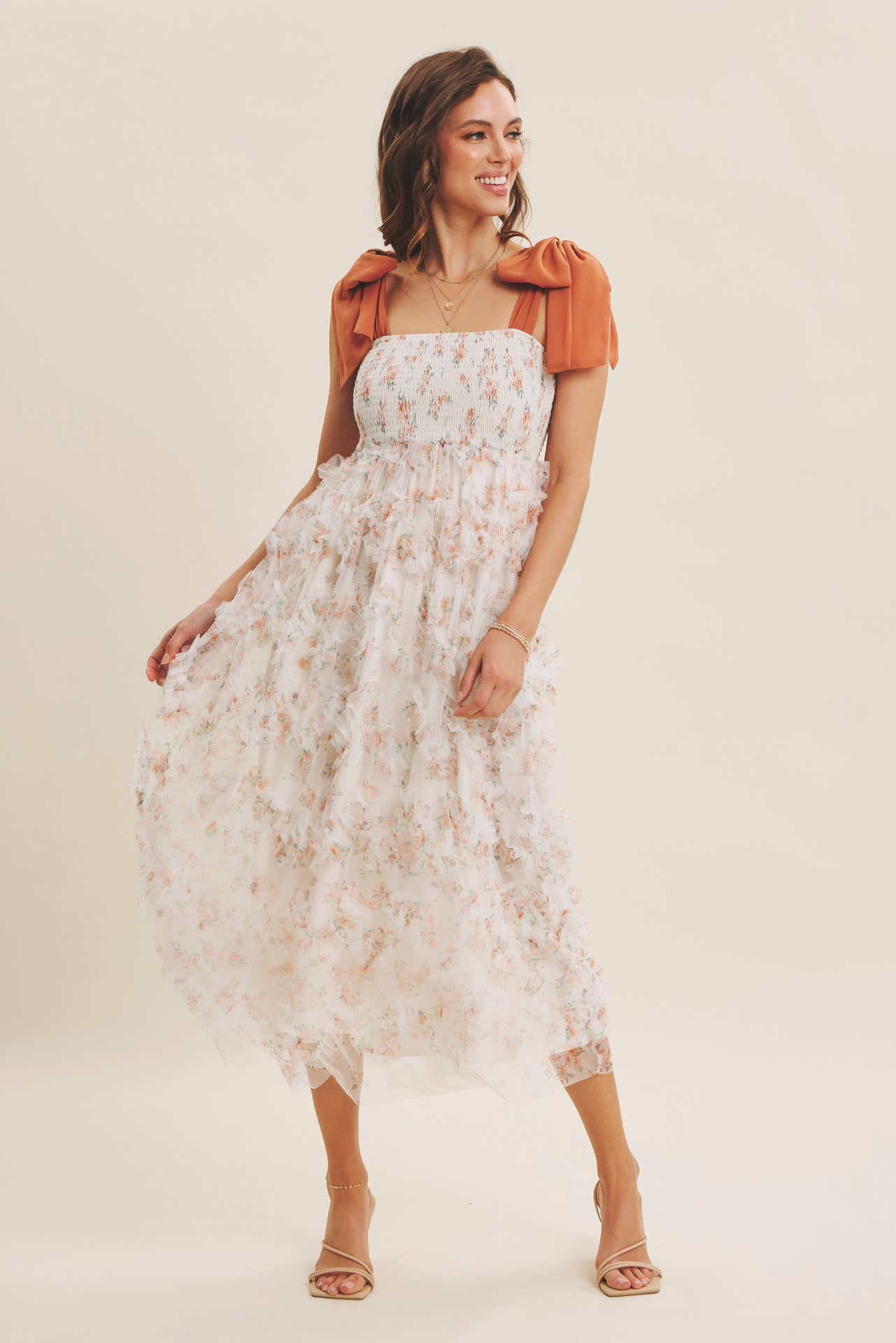 Amber Glow Midi Dress