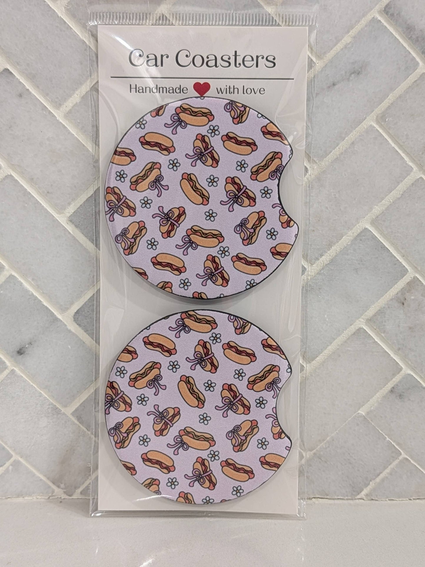 Hot Dog Lover Coquette Car Coasters
