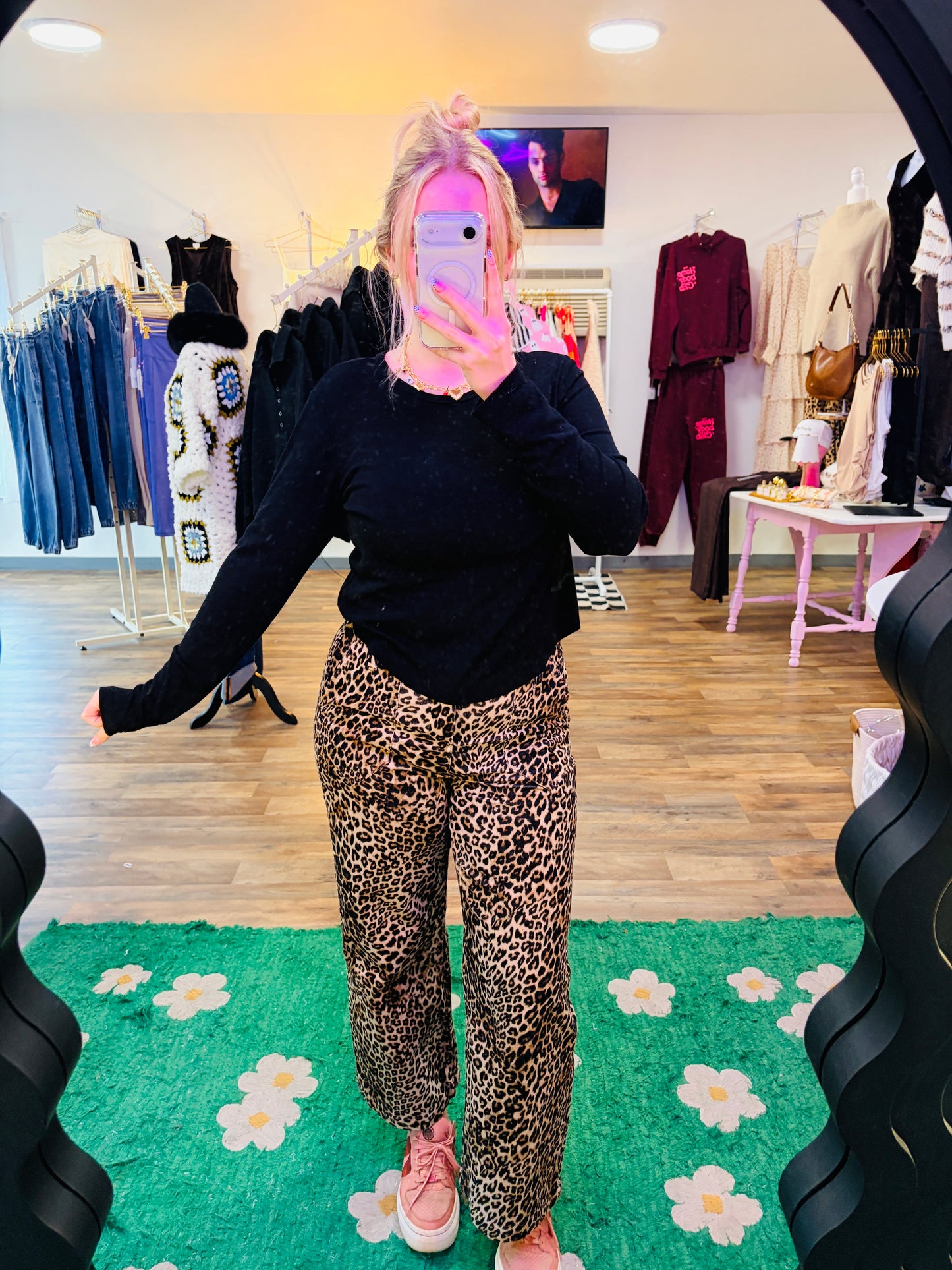 Kancan | Ultra High Rise Leopard Corduroy Wide Leg