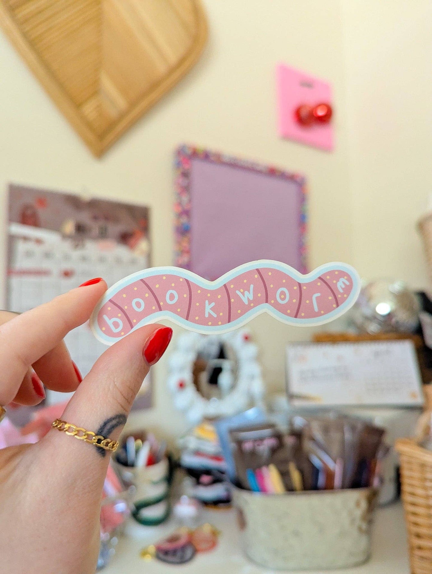Bookworm matte sticker
