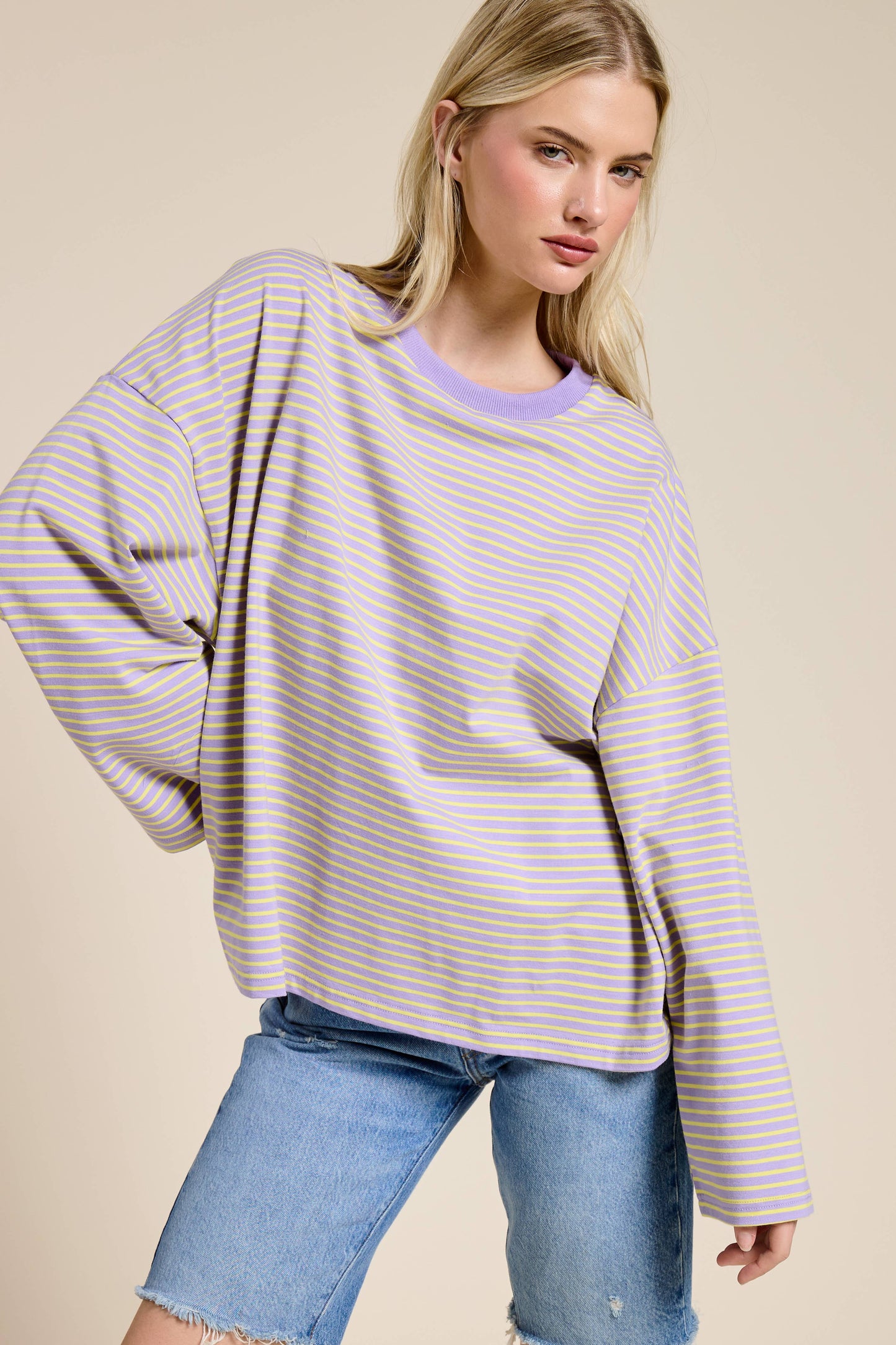 Mimosa | Striped Oversized Long Sleeve Top