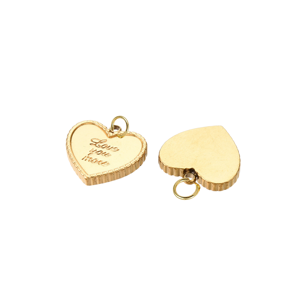Gold Love You More Heart Charm