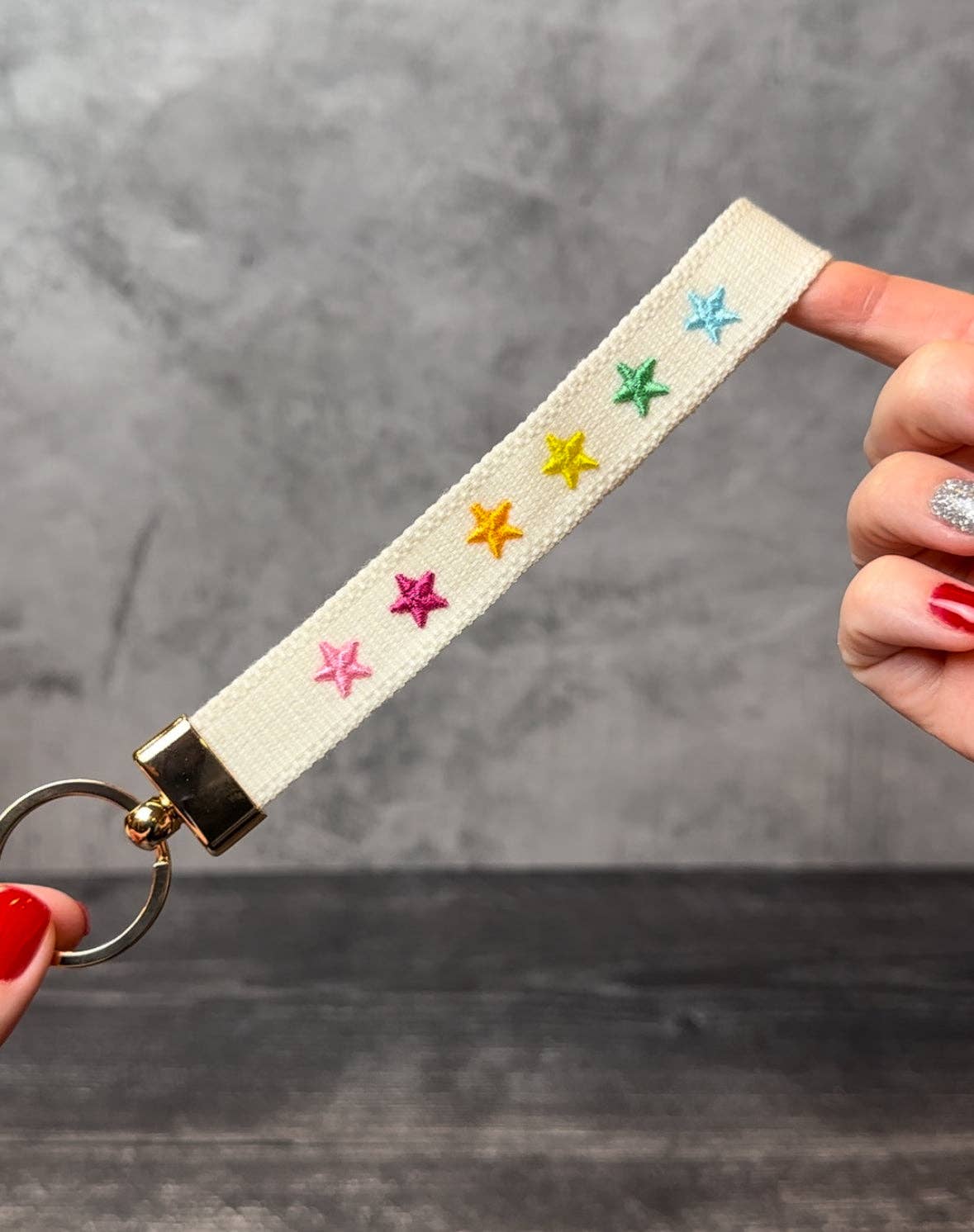 Stars Embroidered WRISTLET Keychain