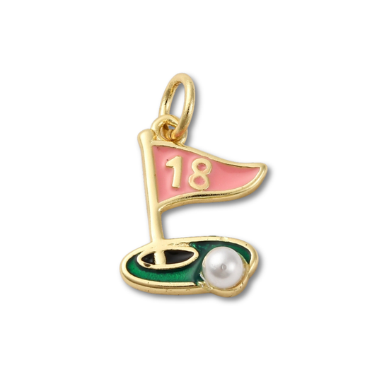 Golf 18th Hole Gold Charm