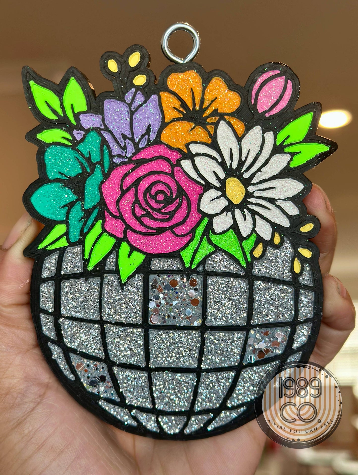 Floral Disco Ball Car Freshie