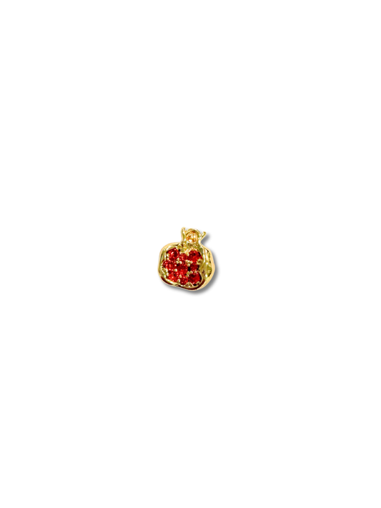 * Gold Pomegranate Red Cubic Zirconia Charm