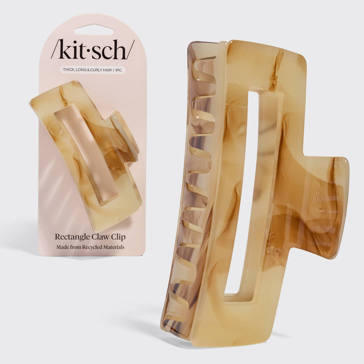 Kitsch | Recycled Plastic Jumbo Open Shape Claw Clip - Chocolate Marble