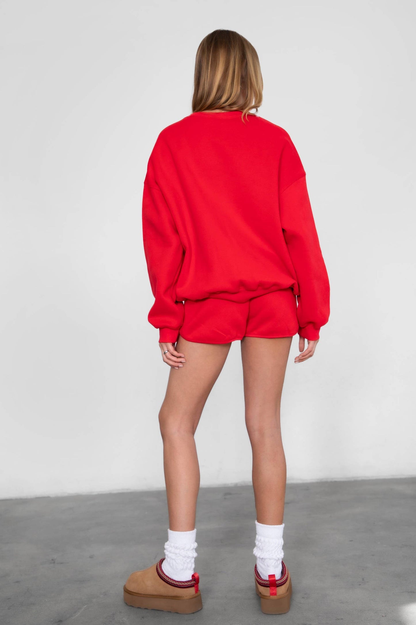 VARSITY Plush Fleece Crew Neck Lounge Pullover Sweatshirt