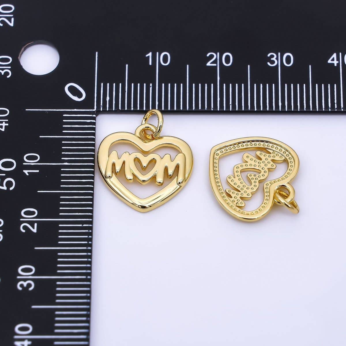 Open "MOM" Heart Charm