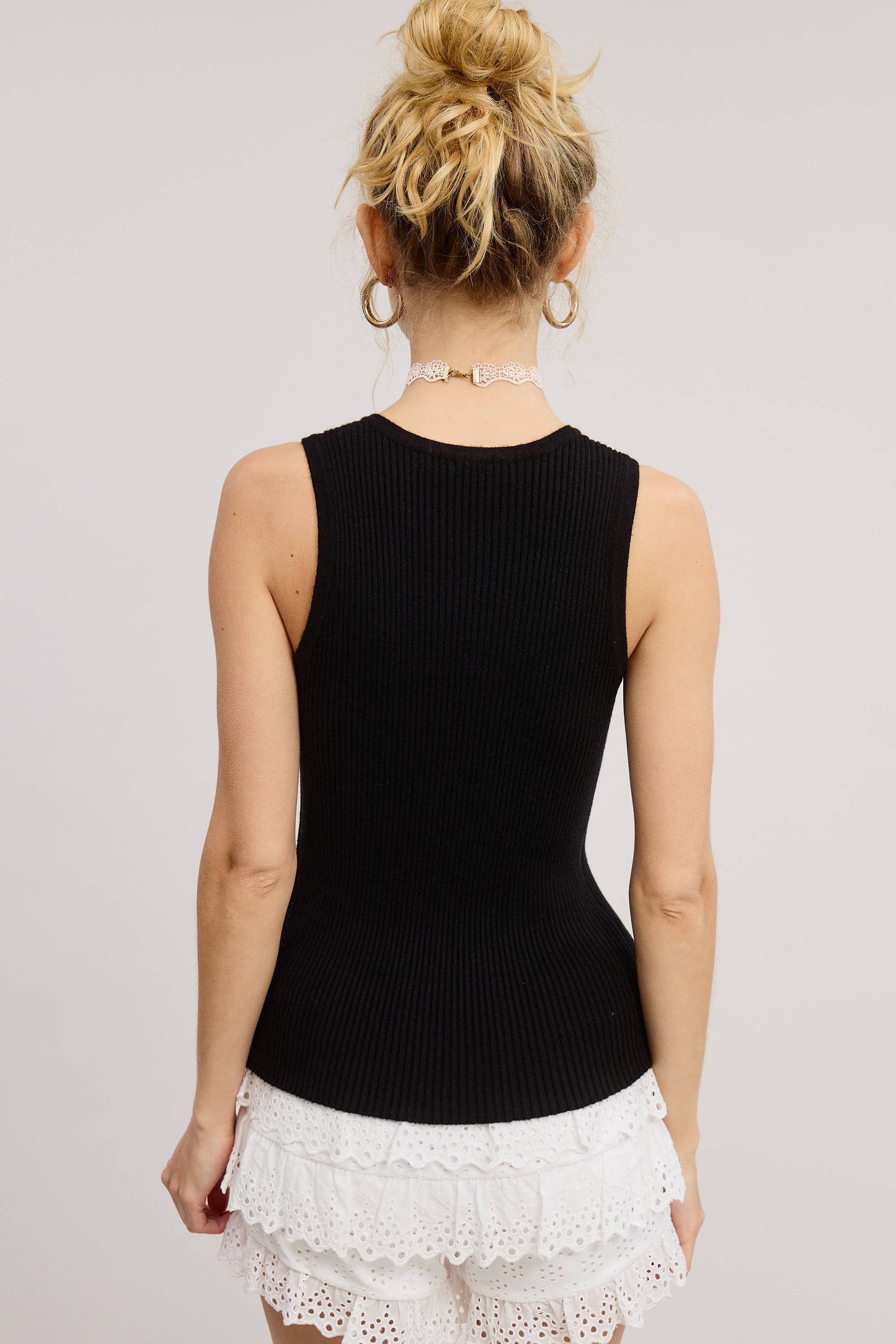 Mimosa | Vintage Bow Ribbon Detail Knit Sweater Tank Top