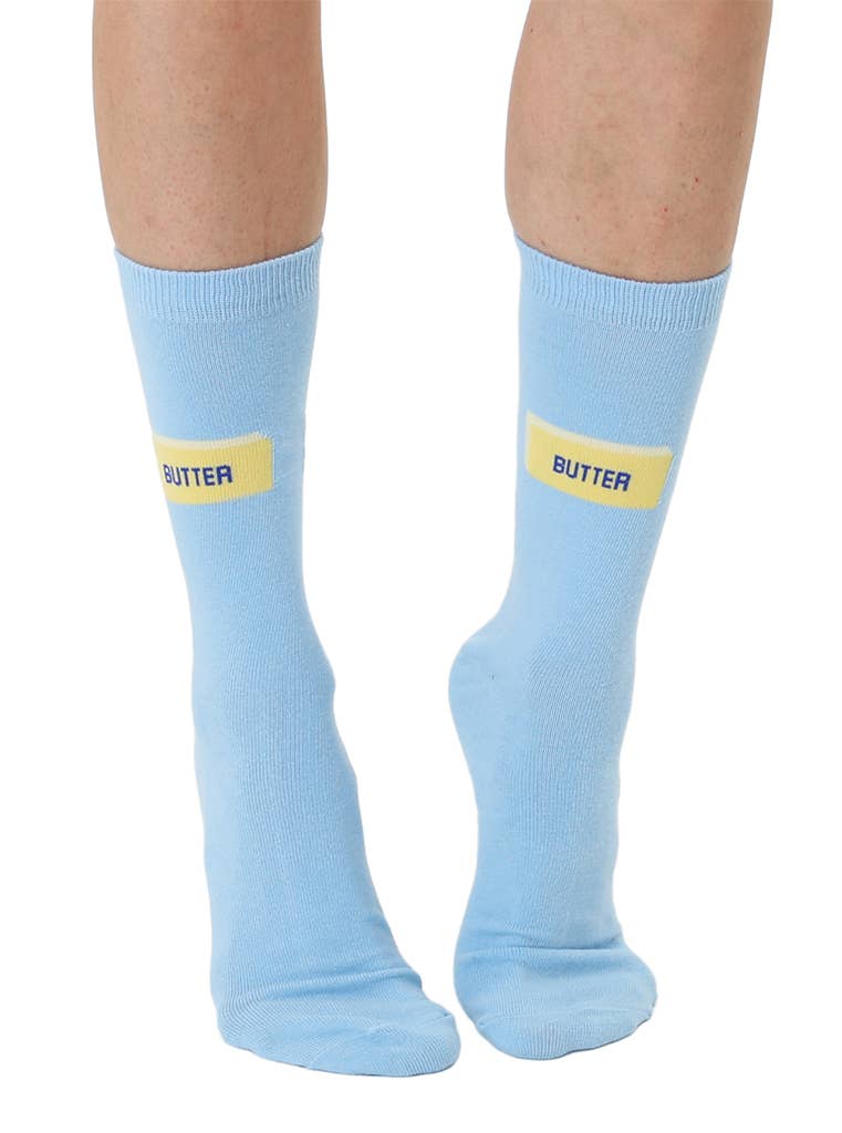 3D Packaged Crew Socks - Butter Stick - Light Blue