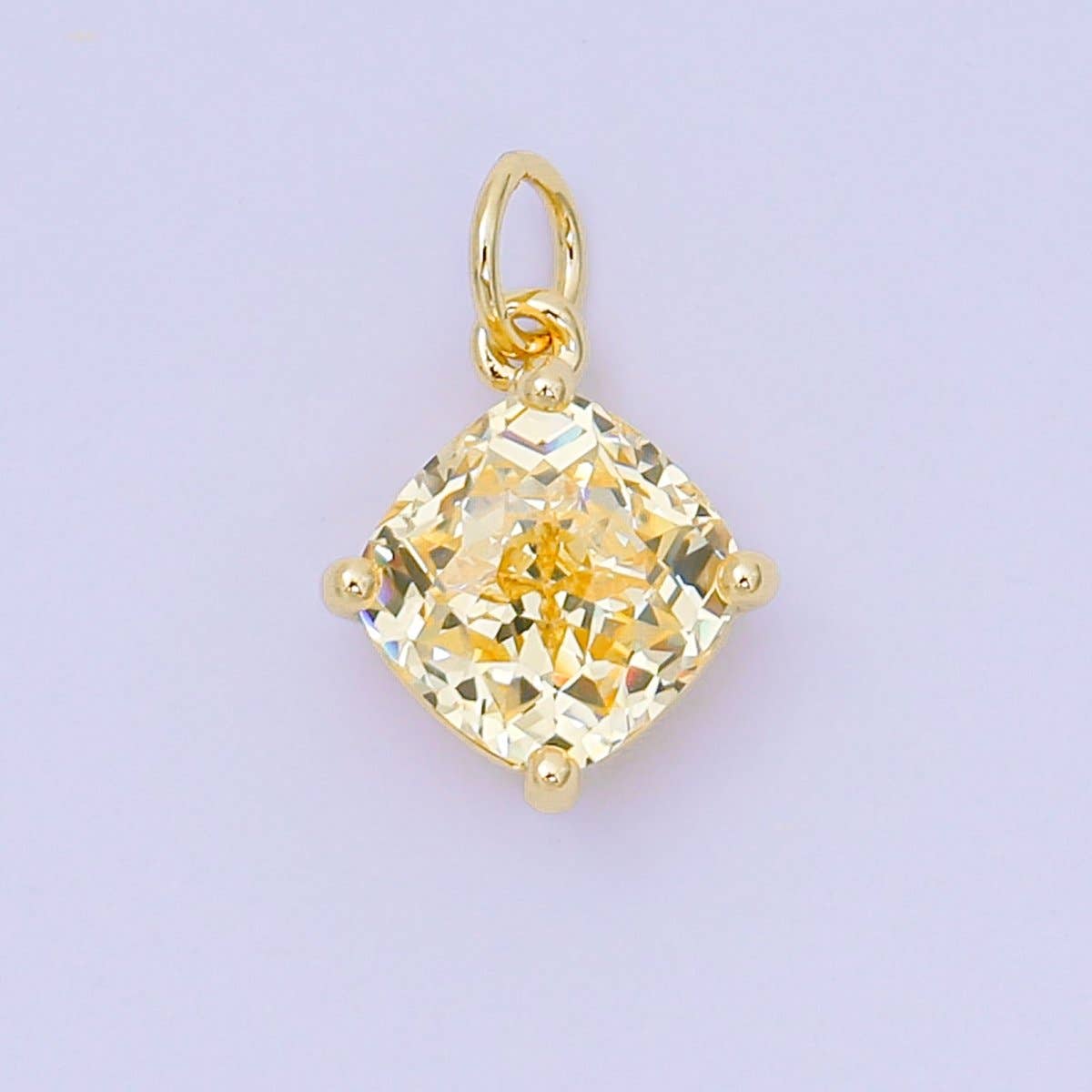 24K Gold Filled 13mm Rhombus Multicolor Birthstone CZ Charm in Gold | AC1561 - AC1567