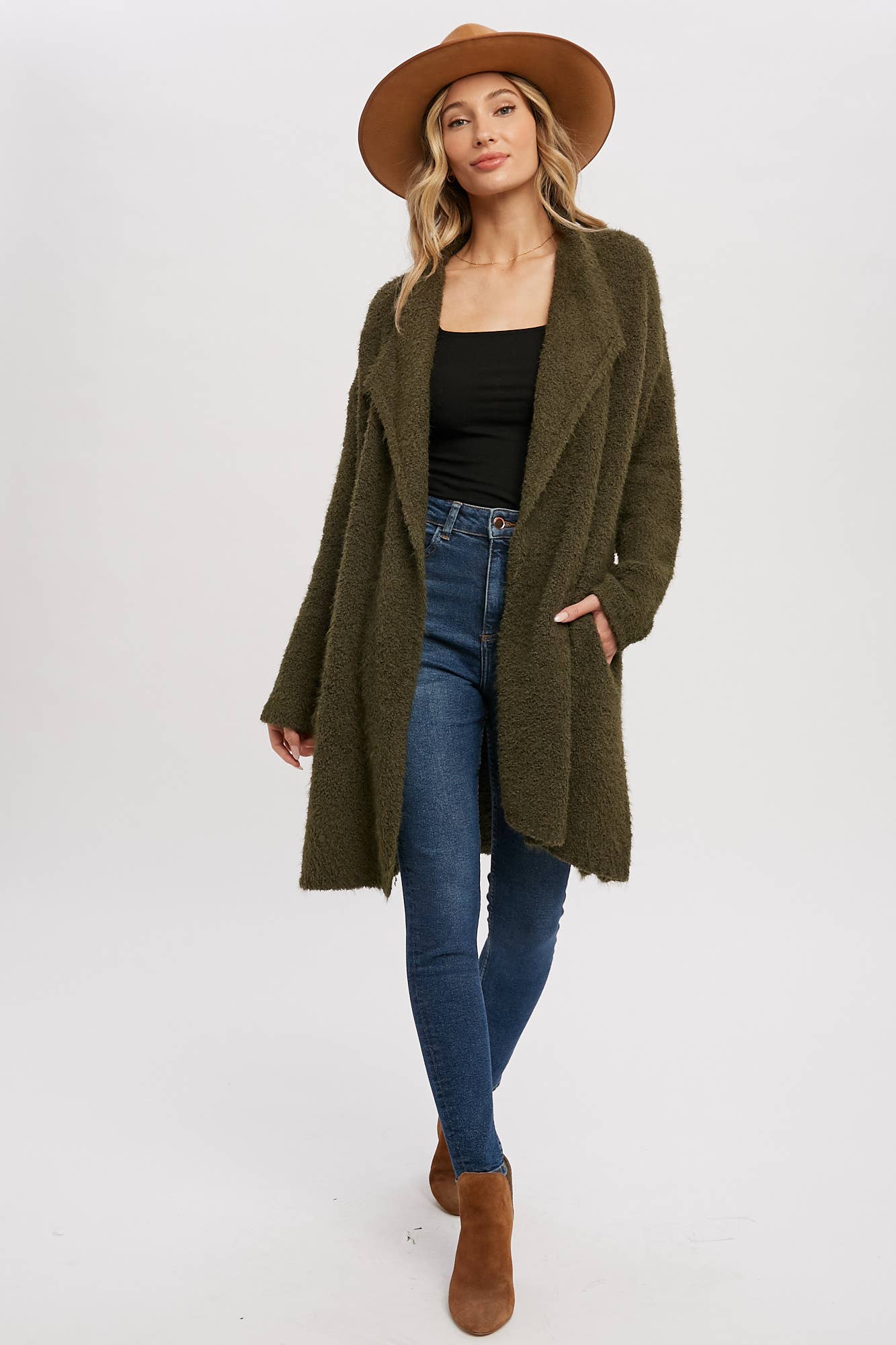 Bluivy | SOFT FUZZY DRAPE FRONT CARDIGAN
