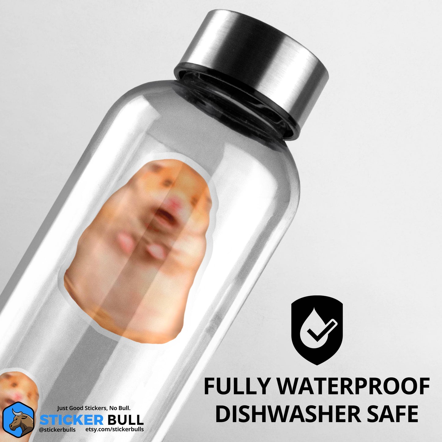 Scared Hamster Funny Meme Sticker, Waterproof Vinyl Sticker