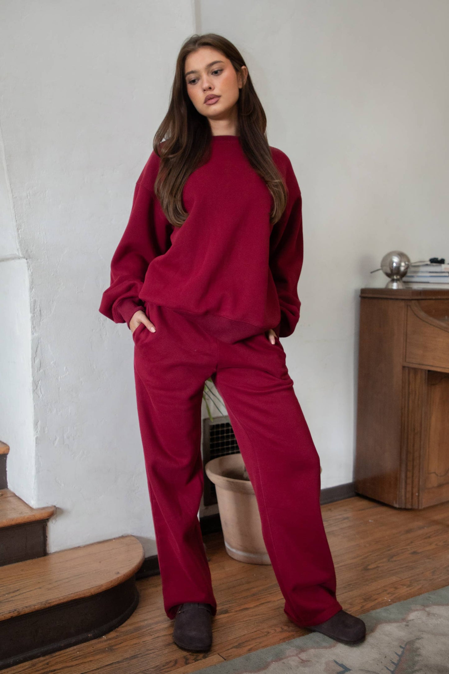 TICTOC | Cloud Fleece Wide Leg Sweatpants Stretch Waist & Pocket