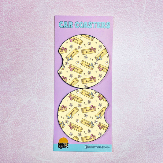 2 Car Coasters, Butter Lover