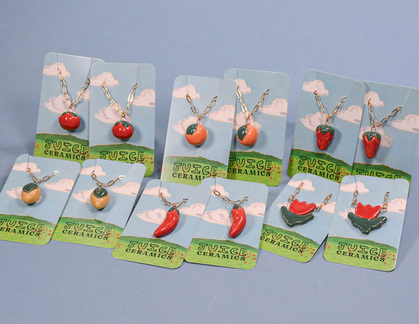 Tomato Seed Packet Ceramic Charm Necklace