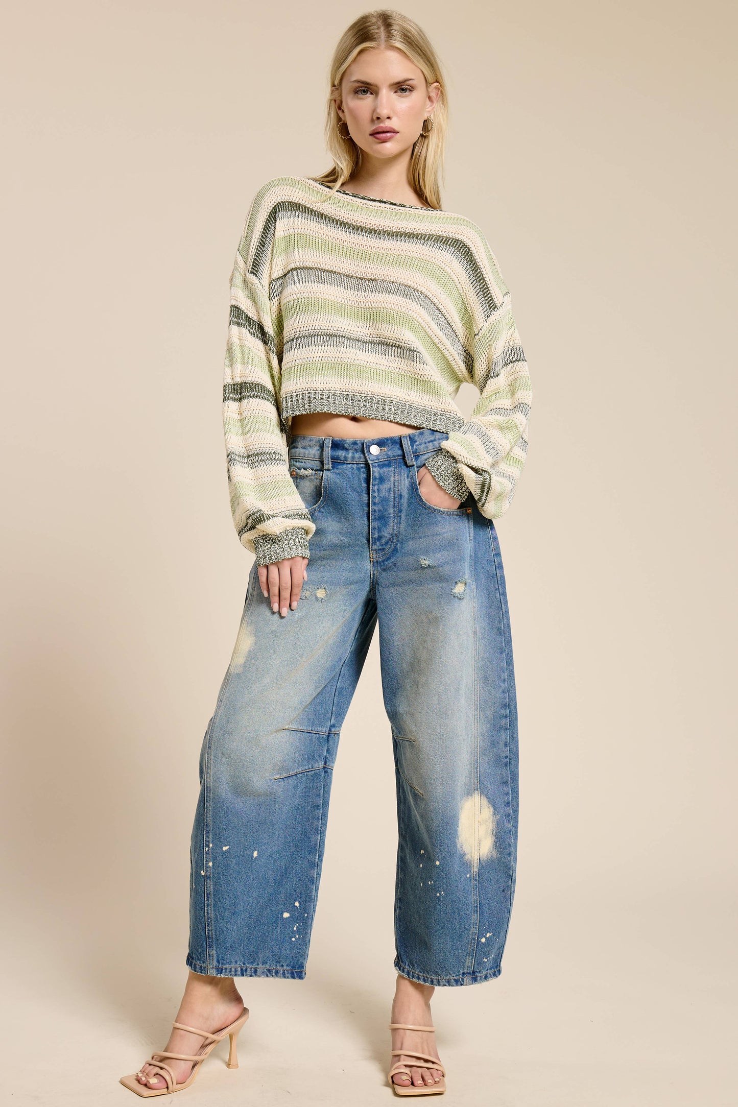 Contrast Stripe Lightweight Knit Sweater