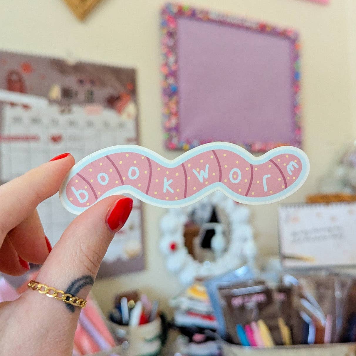 Bookworm matte sticker