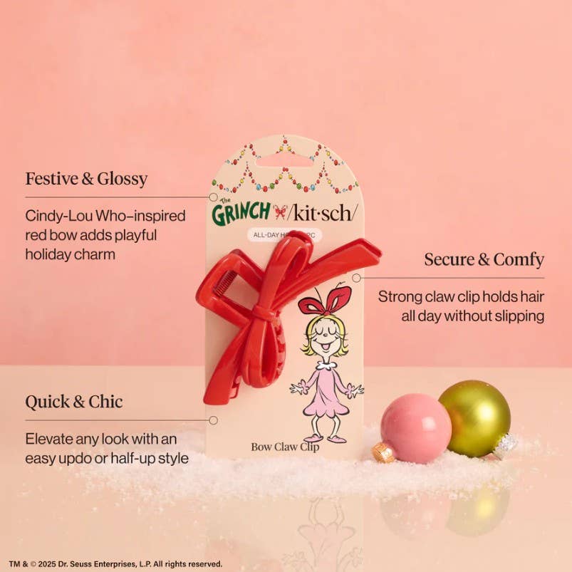 Kitsch | The Grinch x Kitsch Red Bow Claw Clip