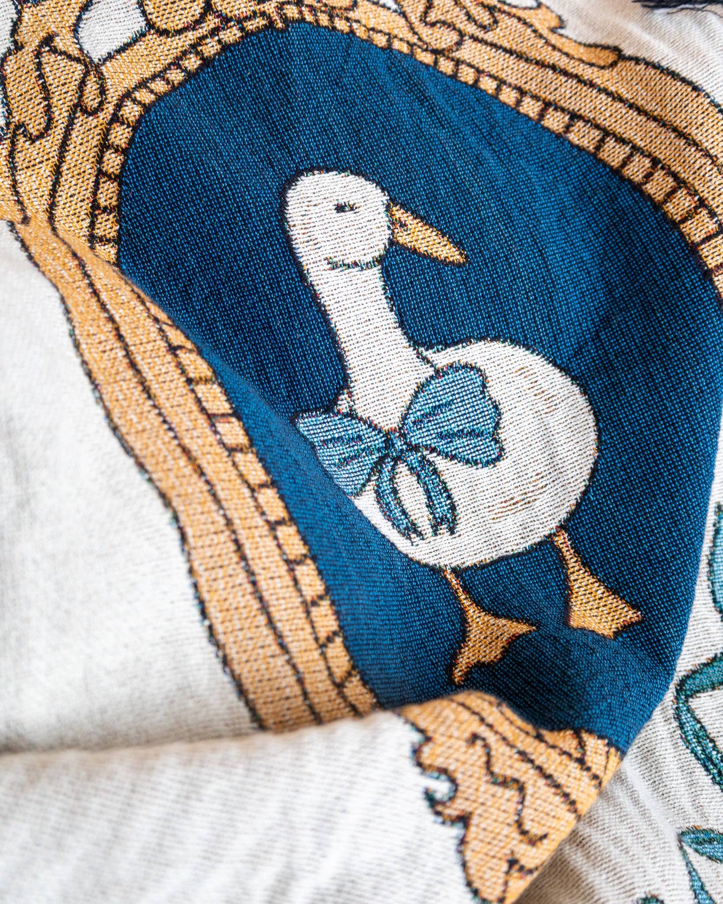 Lucky Duck Blanket | vintage inspired duck/goose woven throw