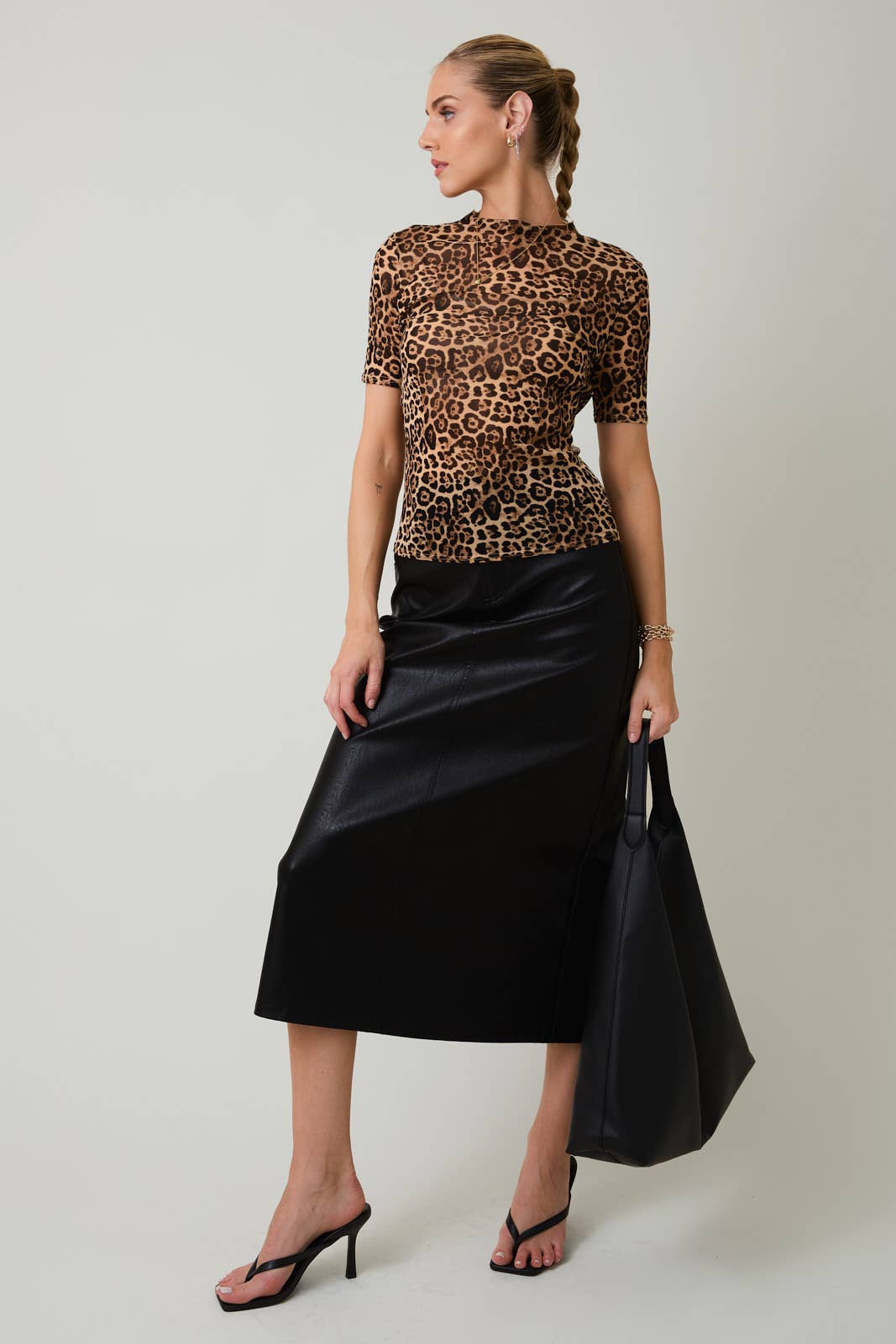 Sunday Edition | Cheetah Mock Neck Mesh Top