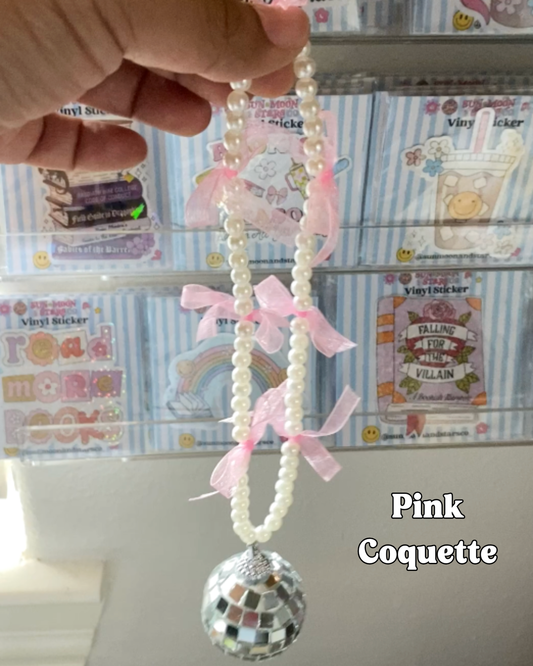 Pink Coquette Disco Ball Car Charm