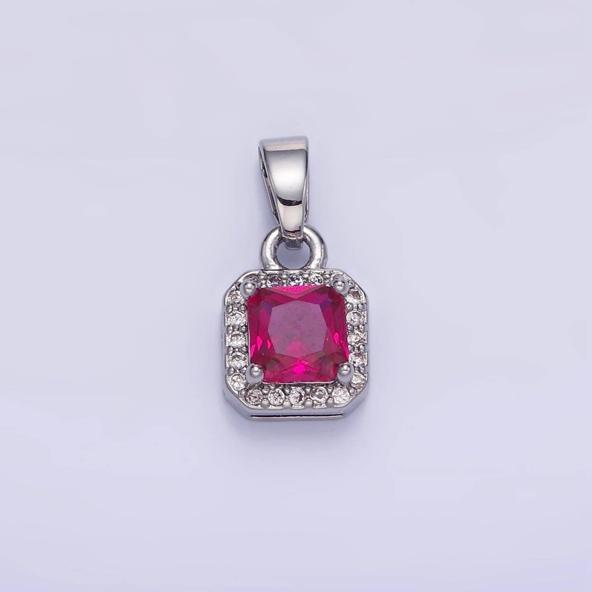 14K Gold Filled CZ Micro Paved Edged Square Pendant in Gold & Silver | AA1270 - AA1280