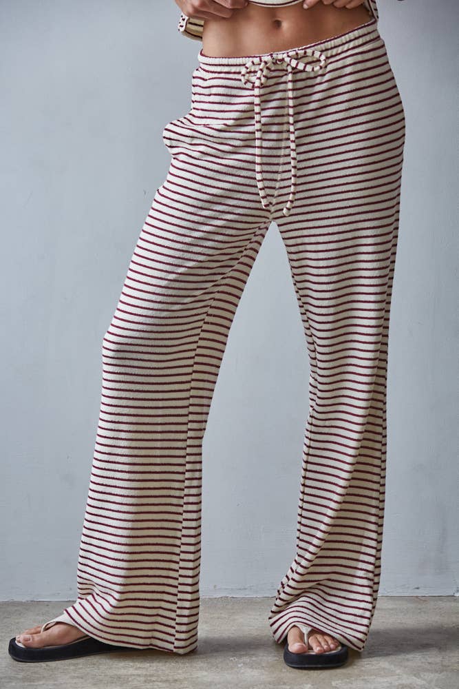 Knit Cotton Striped Flare Pants