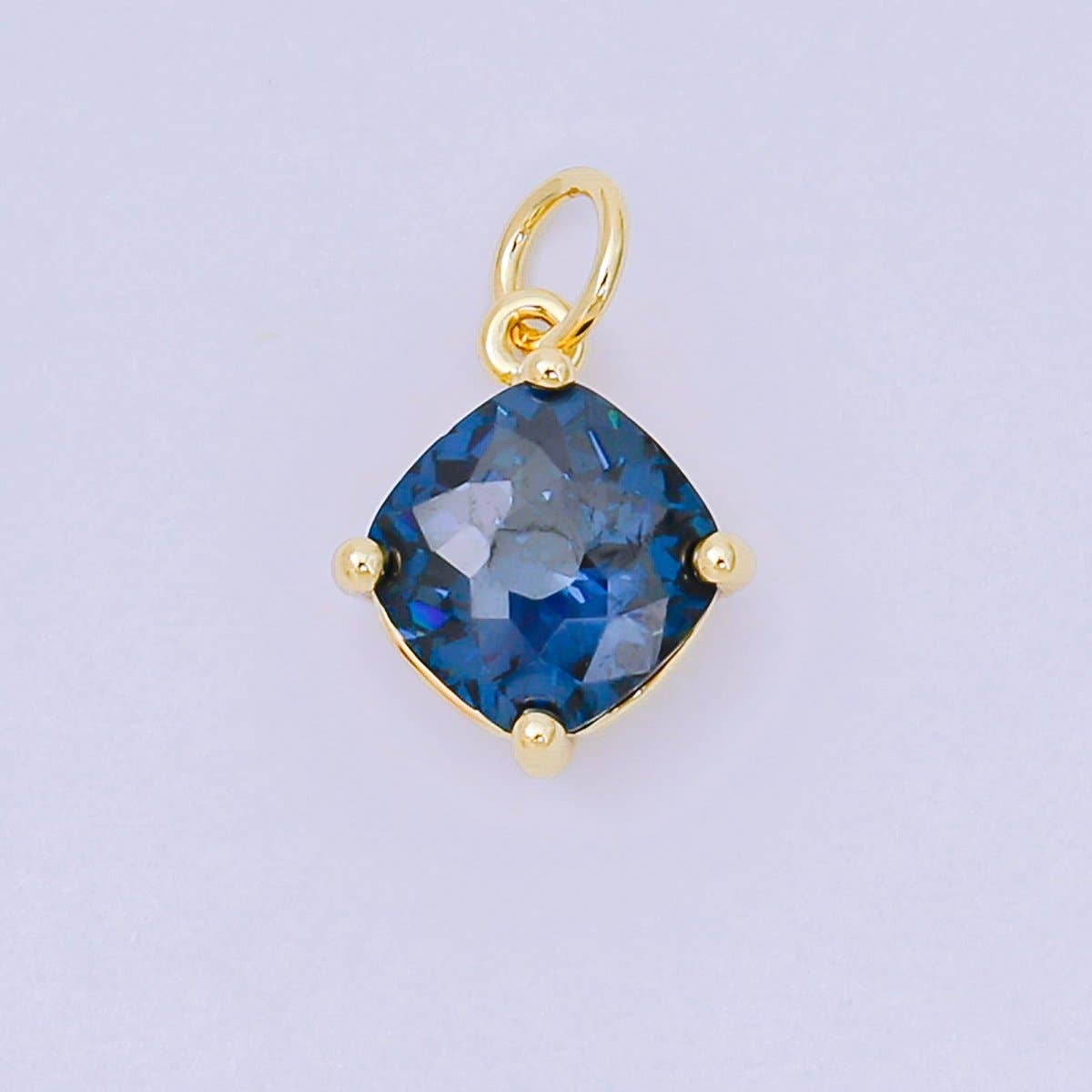 24K Gold Filled 13mm Rhombus Multicolor Birthstone CZ Charm in Gold | AC1561 - AC1567