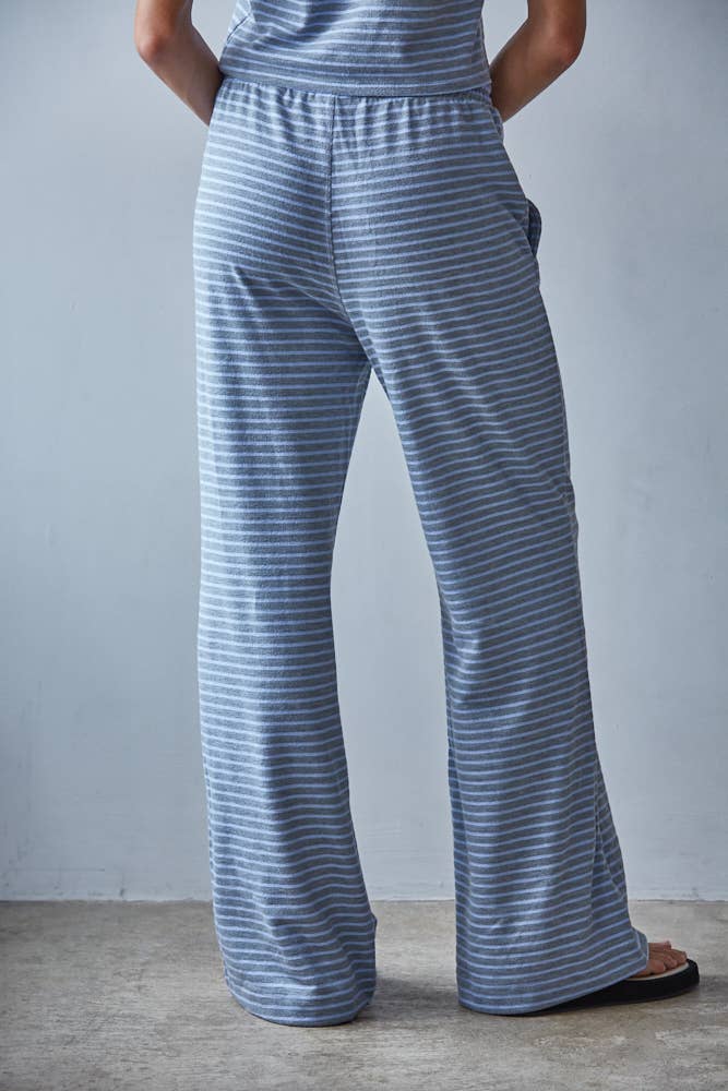 Knit Cotton Striped Flare Pants