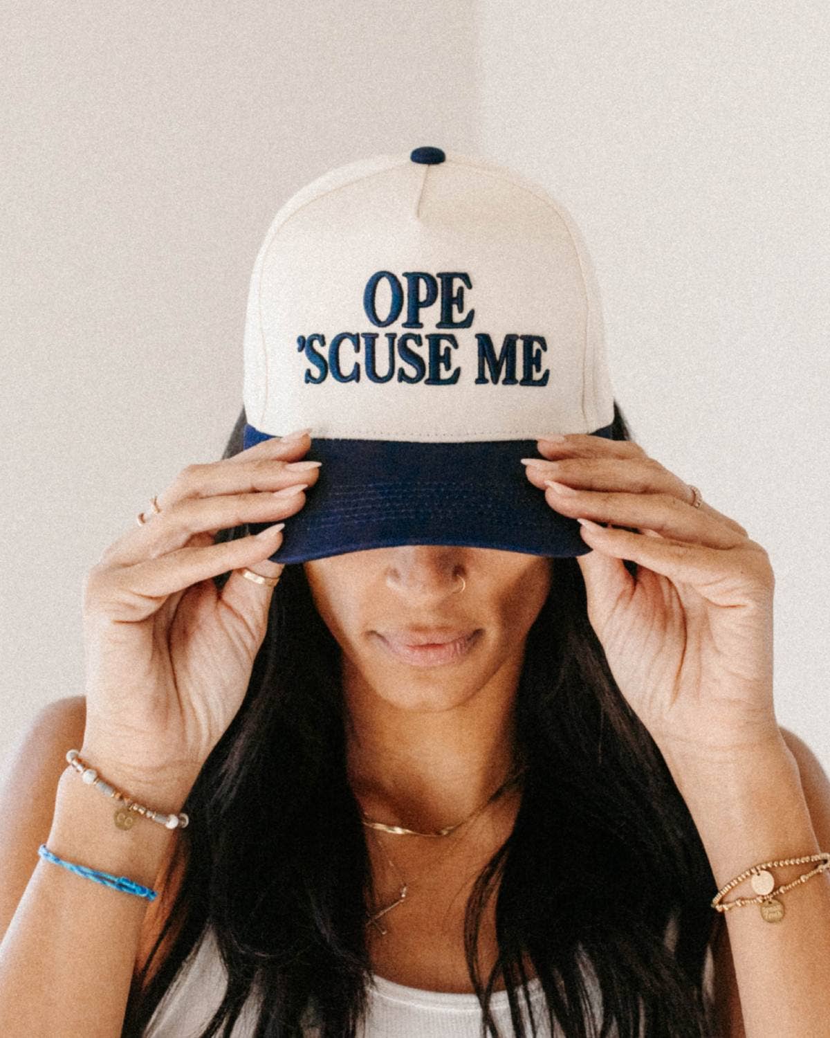 Ope 'Scuse Me Hat - Navy Blue & Cream