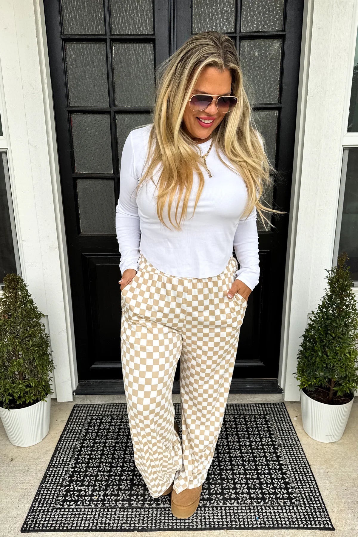 Bold Block Checker Pants