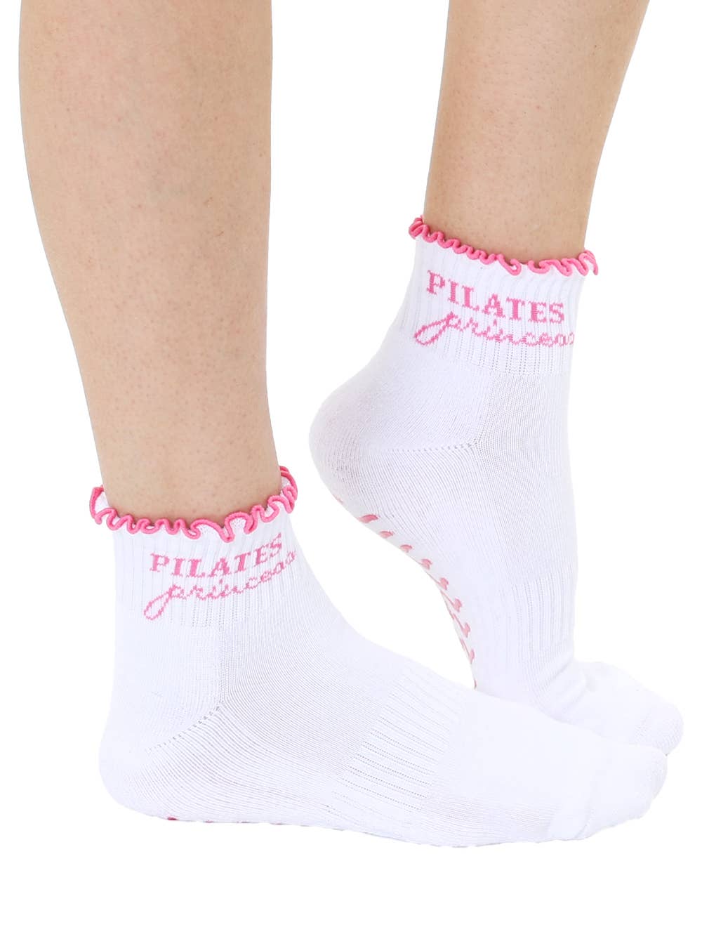 Bottom Grip Ankle Socks w/ Ruffles - "Pilates Princess"