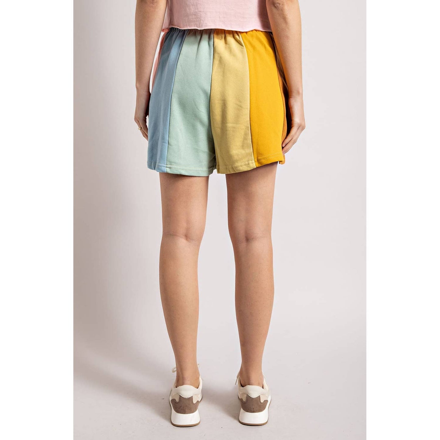 RAINBOW COLOR BLOCK STRIPE SHORTS