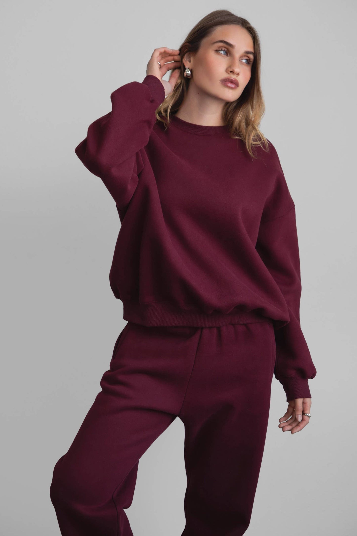 VARSITY Plush Fleece Crew Neck Lounge Pullover Sweatshirt