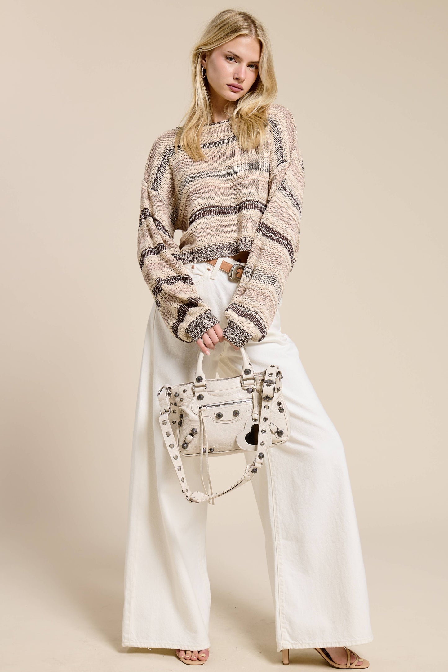 Contrast Stripe Lightweight Knit Sweater