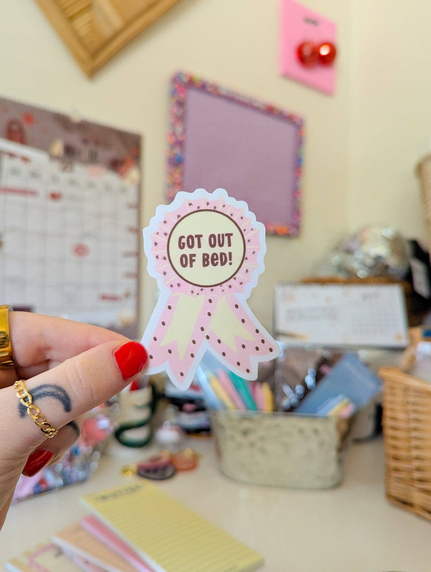 Got out of bed award sticker