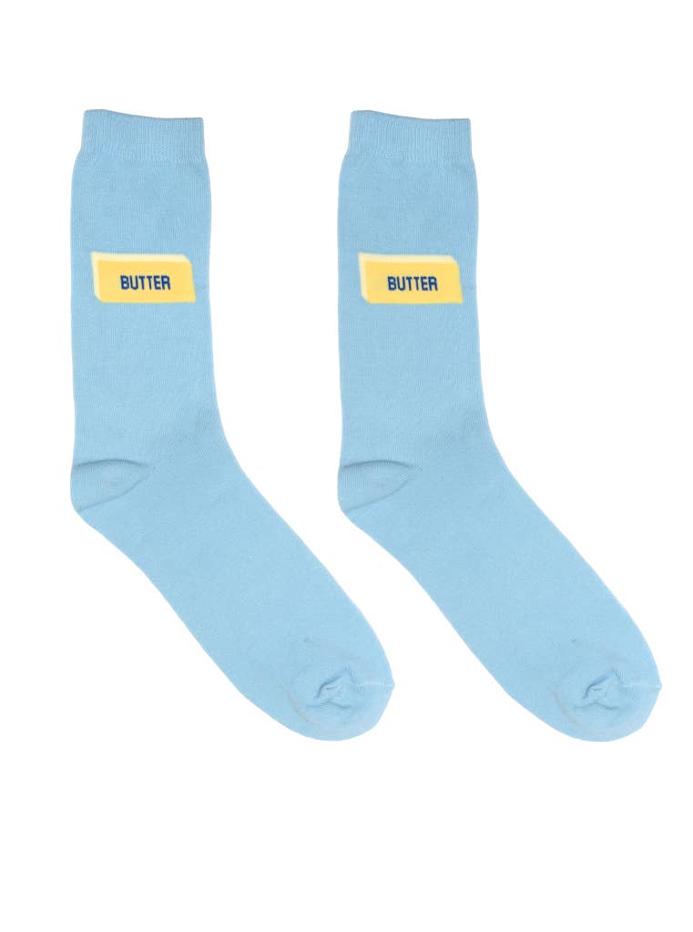 3D Packaged Crew Socks - Butter Stick - Light Blue