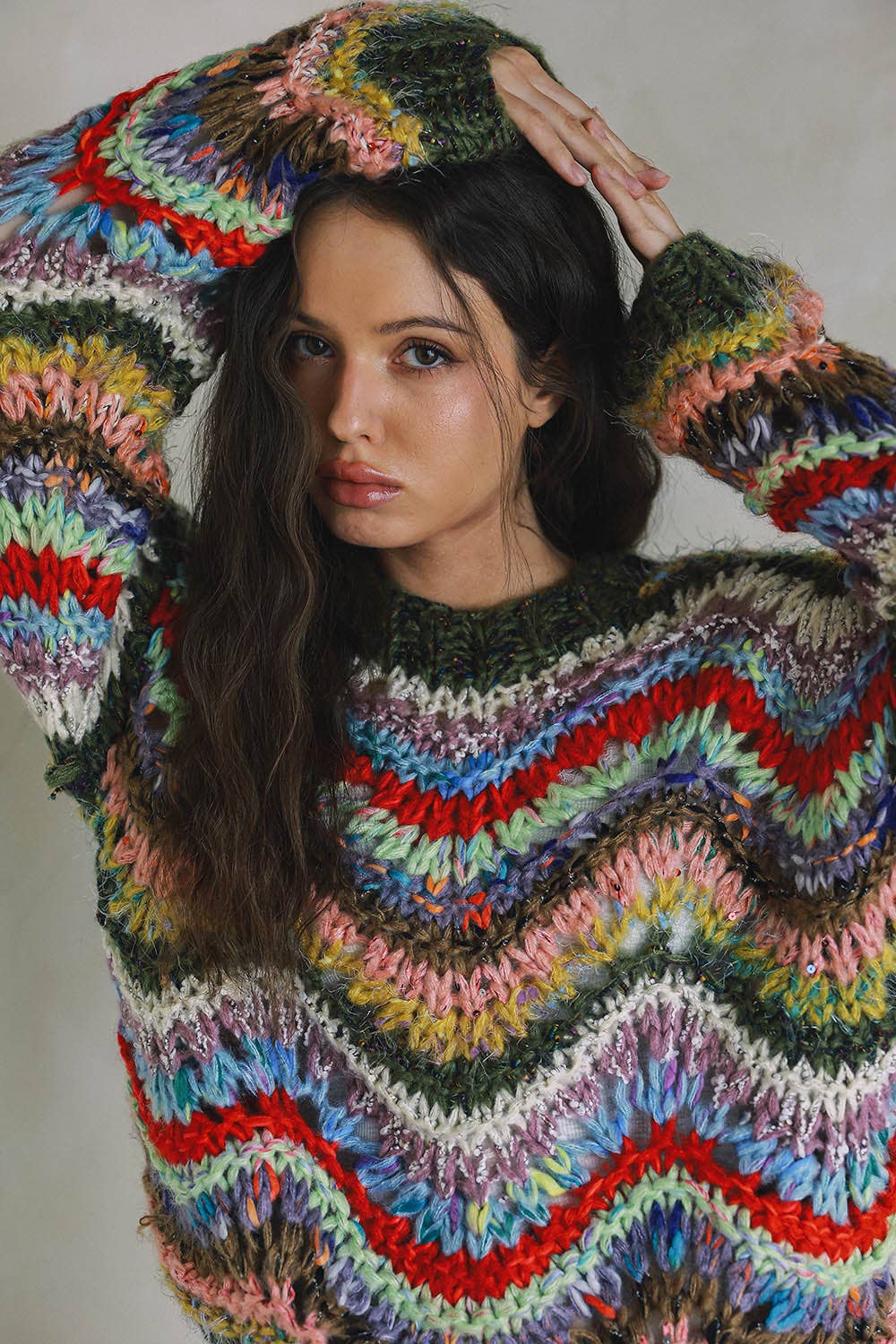 HAND KNIT MULTICOLOR  SWEATER T0026