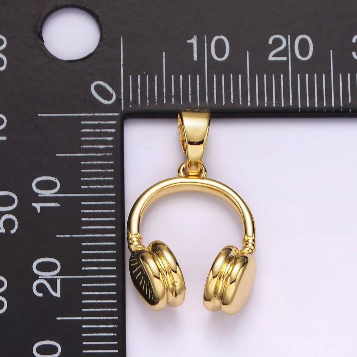 14K Gold Filled 25mm Music Headphones Minimalist Pendant | AH119