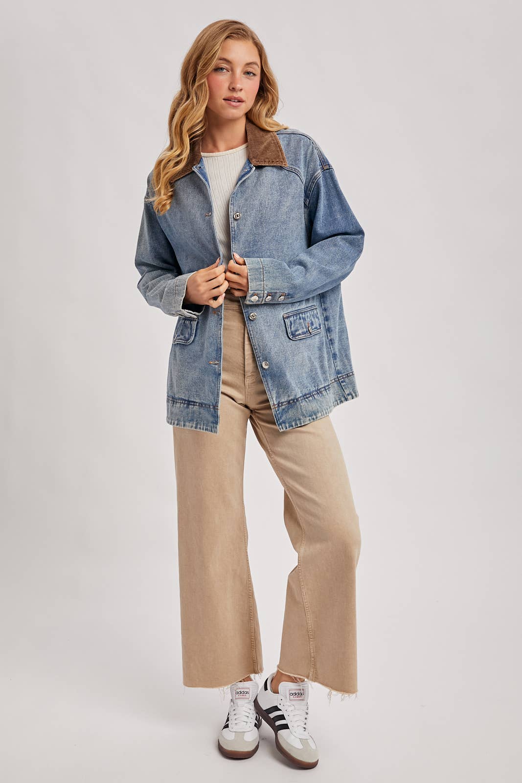 DENIM CORDUROY COLLAR CONTRAST BARN COAT