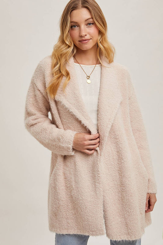 Bluivy | SOFT FUZZY DRAPE FRONT CARDIGAN